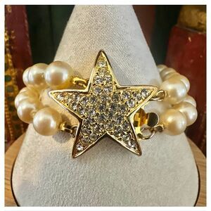 Joan Rivers Gold plated Crystal Star Double Faux Pearl Bracelet